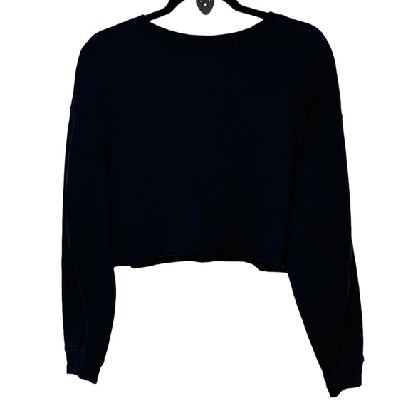 Zara Trafaluc Black Cropped Sweatshirt Sz Small - Picture 1 of 4